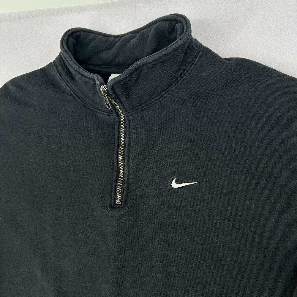 Men's Black Nike Solo Swoosh 1/4 Zip Fleece Pullover Sweatshirt Sz L DQ5209-010 - Picture 2 of 7